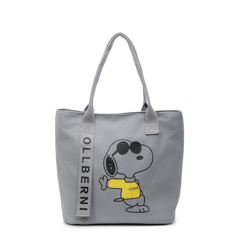 画像1:  Unisex Snoopy  Print Canvas Large Capacity Tote Shoulder Bag Shopping Eco Bag　ユニセックス男女兼用スヌーピープリントラージキャパシティキャンバストートショルダーバッグ通勤通学ショッピング (1)