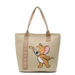 画像1:  Unisex Tom and Jerry Jerry Print Canvas Large Capacity Tote Shoulder Bag Shopping Eco Bag　ユニセックス男女兼用トムとジェリージェリープリントラージキャパシティキャンバストートショルダーバッグ通勤通学ショッピング (1)