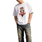 画像2: Unisex black white  Ride-on Bear Print  T-shirt  男女兼用 ユニセックスライドオンベア熊プリント 半袖 Tシャツ (2)