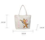 画像4:  Unisex Tom and Jerry Jerry Print Canvas Large Capacity Tote Shoulder Bag Shopping Eco Bag　ユニセックス男女兼用トムとジェリージェリープリントラージキャパシティキャンバストートショルダーバッグ通勤通学ショッピング (4)