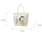 画像4:  Unisex Snoopy  Print Canvas Large Capacity Tote Shoulder Bag Shopping Eco Bag　ユニセックス男女兼用スヌーピープリントラージキャパシティキャンバストートショルダーバッグ通勤通学ショッピング (4)