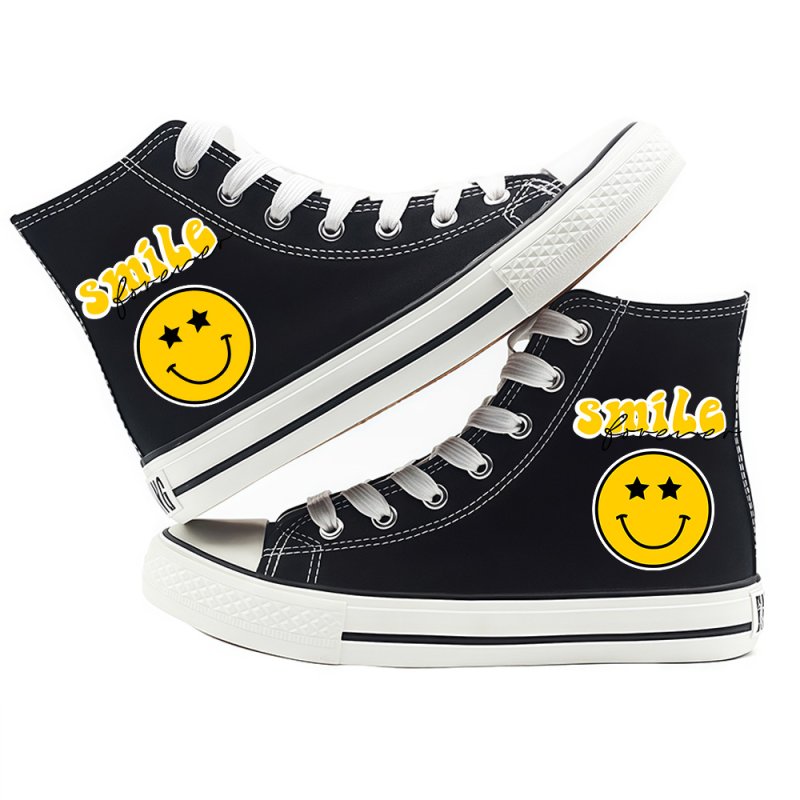 画像1: 16 Design Smile high-top canvas lace-up sneakers Shoes　ユニセックス 男女兼用16デザインスマイル ハイカットキャンバスレースアップスニーカー (1)