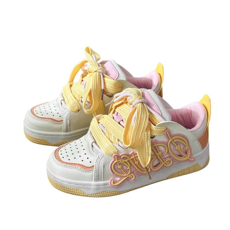 画像2: Unisex Dopamine Vitamin Color Lace-Up Sneakers    ユニセックス 男女兼用 ドーパミンビタミンカラーレースアップスニーカー  (2)