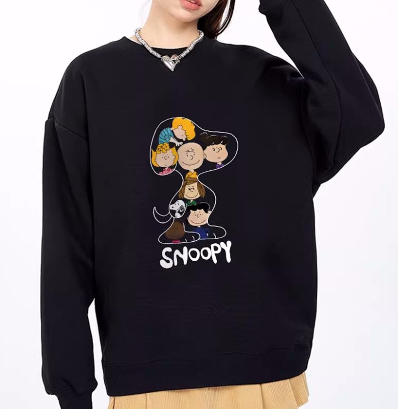 画像6: Snoopy Silhouette x Friends round neck sweat shirts pullover ユニセックス 男女兼用スヌーピーシルエット×フレンズプリントラウンドネック スウェット トレーナー プルオーバー (6)