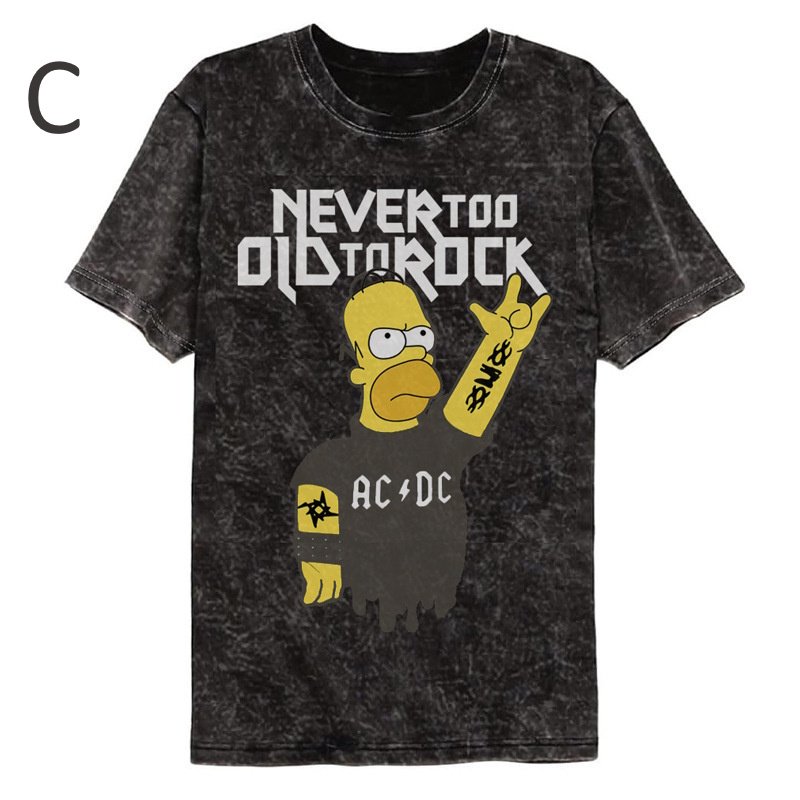 画像4: Uniex Simpsons Family Rock Band Short-Sleeve T-Shirt　 男女兼用 ユニセックスシンプソンファミリーヴィンテージスタイルロックバンド半袖Tシャツ (4)