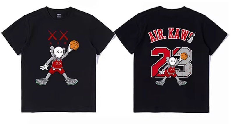 画像2: Uniex Air kaws basketball player Short-Sleeve T-Shirt　 男女兼用 ユニセックスエアーカウズバスケットボールプレイヤー半袖Tシャツ (2)