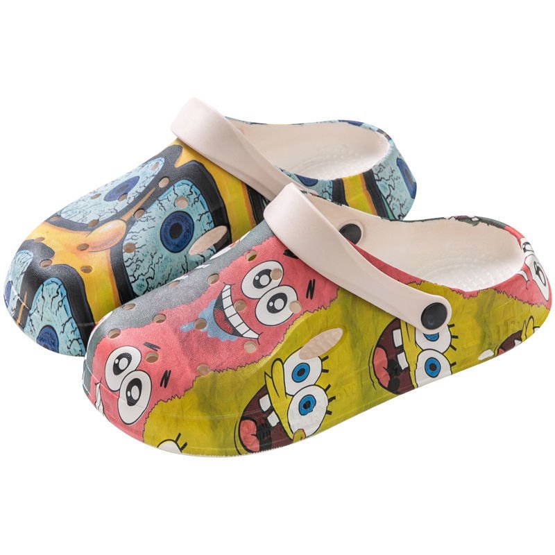 画像1: Unisex spongebob asymmetrical color Sandals slippers Sneakers  男女兼用スポンジボブ左右非対称カラーサンダルシャワーサンダル ビーチサンダル スニーカーシューズ (1)