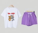 画像2: Tom and Jerry short-sleeved T-shirt & shorts set　トムとジェリー半袖Tシャツ＆ショートパンツ セットアップ上下 (2)