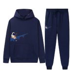 画像1: Raindrop Swoosh & Fishing Astronaut Hoodie & Pants Set　ユニセックス男女兼用 雨だれスウォッシュ＆フィッシング宇宙飛行士プリントスウェット フーディ&パンツ セットアップ (1)