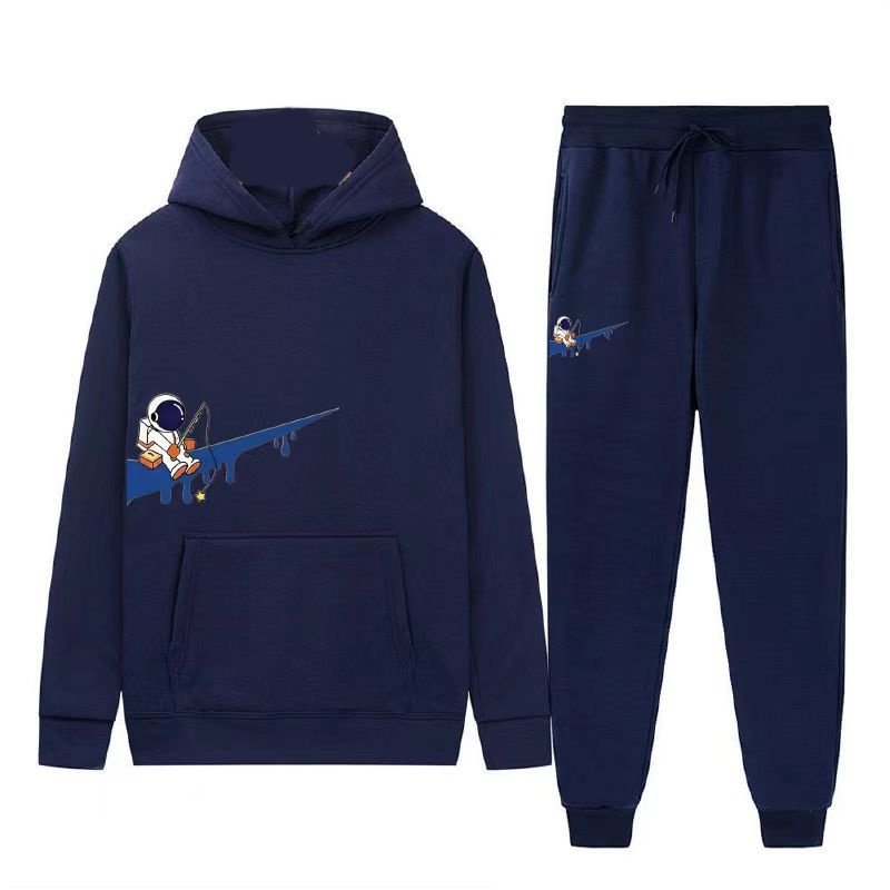 画像1: Raindrop Swoosh & Fishing Astronaut Hoodie & Pants Set　ユニセックス男女兼用 雨だれスウォッシュ＆フィッシング宇宙飛行士プリントスウェット フーディ&パンツ セットアップ (1)