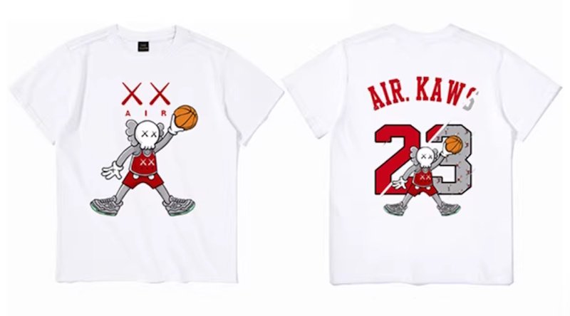 画像1: Uniex Air kaws basketball player Short-Sleeve T-Shirt　 男女兼用 ユニセックスエアーカウズバスケットボールプレイヤー半袖Tシャツ (1)