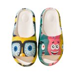 画像1: Spongebob asymmetric flat sandals slippers 男女兼用ユニセックス スポンジボブ非対称プリントサンダル スリッパ (1)