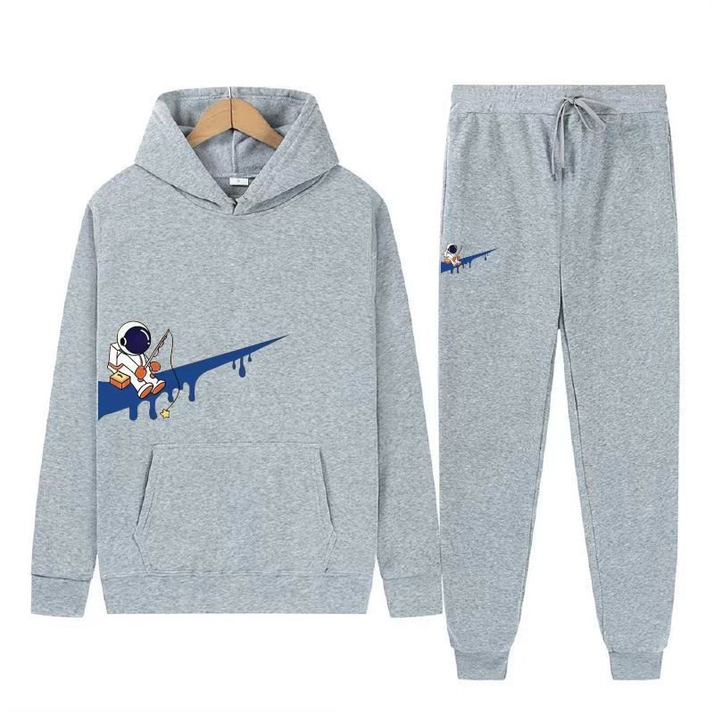 画像3: Raindrop Swoosh & Fishing Astronaut Hoodie & Pants Set　ユニセックス男女兼用 雨だれスウォッシュ＆フィッシング宇宙飛行士プリントスウェット フーディ&パンツ セットアップ (3)