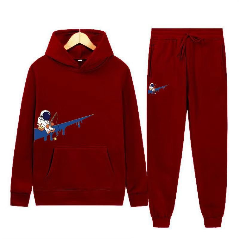 画像14: Raindrop Swoosh & Fishing Astronaut Hoodie & Pants Set　ユニセックス男女兼用 雨だれスウォッシュ＆フィッシング宇宙飛行士プリントスウェット フーディ&パンツ セットアップ (14)