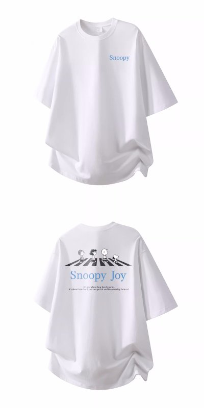 画像3: Uniex Snoopy Joy Abbey Road Print Short-Sleeve T-Shirt　 男女兼用 ユニセックススヌーピージョイフレンズアビーロードプリント半袖Tシャツ (3)