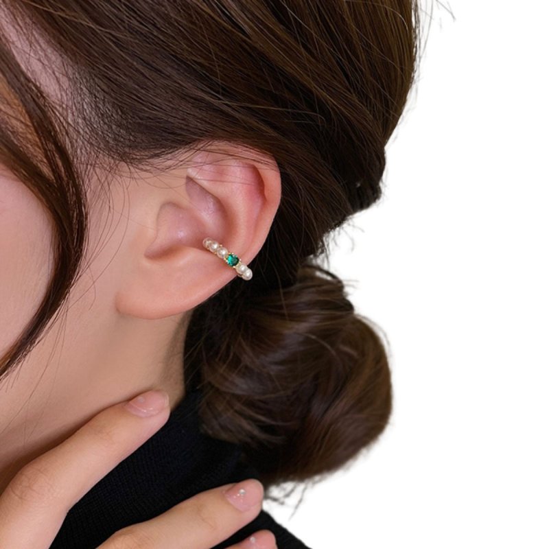 画像1: Point Pearl Earcuff   Earrings　ポイントパールループイヤーカフ軟骨クリップ (1)