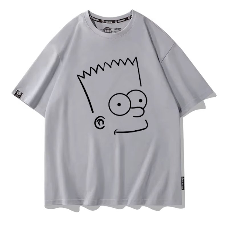 画像6: Uniex Bart Simpson drawing Face Print Short-Sleeve T-Shirt　 男女兼用 ユニセックスバートシンプソンデッサンフェイスプリント半袖Tシャツ (6)