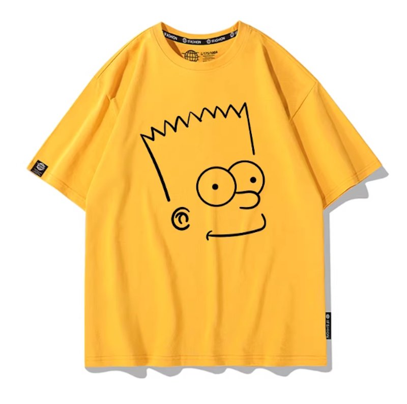画像3: Uniex Bart Simpson drawing Face Print Short-Sleeve T-Shirt　 男女兼用 ユニセックスバートシンプソンデッサンフェイスプリント半袖Tシャツ (3)