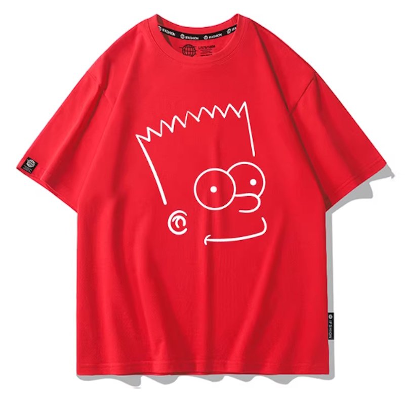 画像4: Uniex Bart Simpson drawing Face Print Short-Sleeve T-Shirt　 男女兼用 ユニセックスバートシンプソンデッサンフェイスプリント半袖Tシャツ (4)