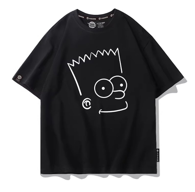 画像1: Uniex Bart Simpson drawing Face Print Short-Sleeve T-Shirt　 男女兼用 ユニセックスバートシンプソンデッサンフェイスプリント半袖Tシャツ (1)