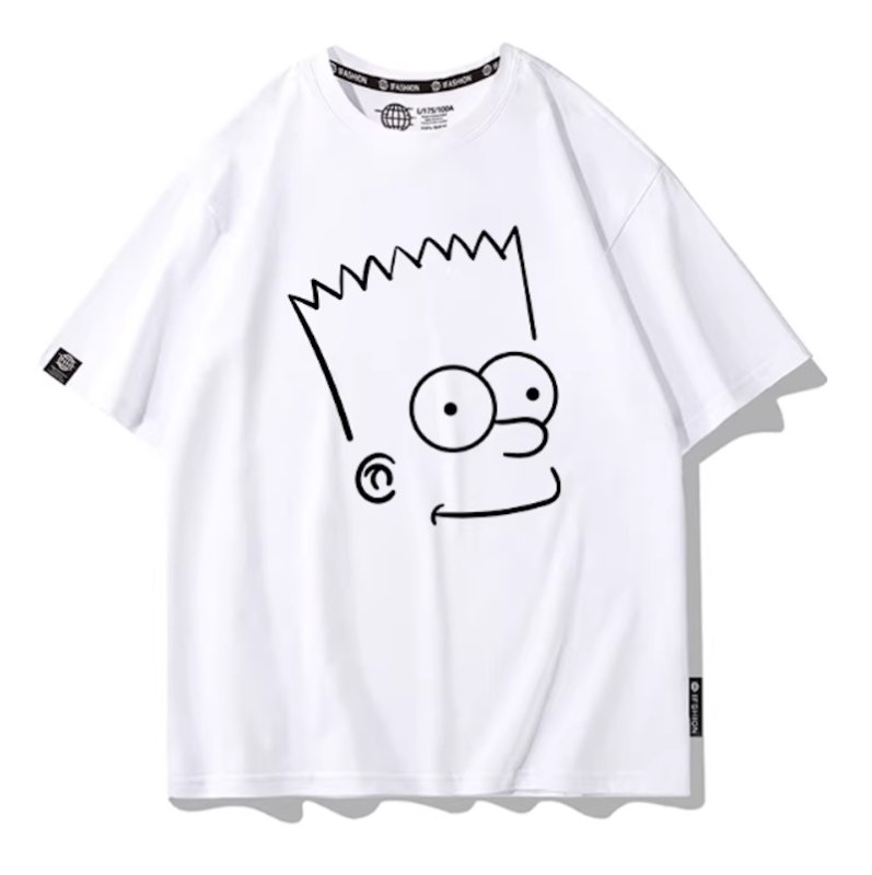 画像2: Uniex Bart Simpson drawing Face Print Short-Sleeve T-Shirt　 男女兼用 ユニセックスバートシンプソンデッサンフェイスプリント半袖Tシャツ (2)