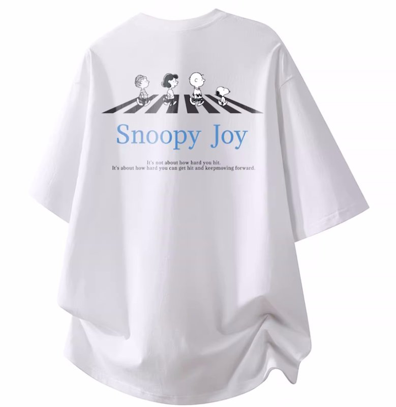 画像1: Uniex Snoopy Joy Abbey Road Print Short-Sleeve T-Shirt　 男女兼用 ユニセックススヌーピージョイフレンズアビーロードプリント半袖Tシャツ (1)