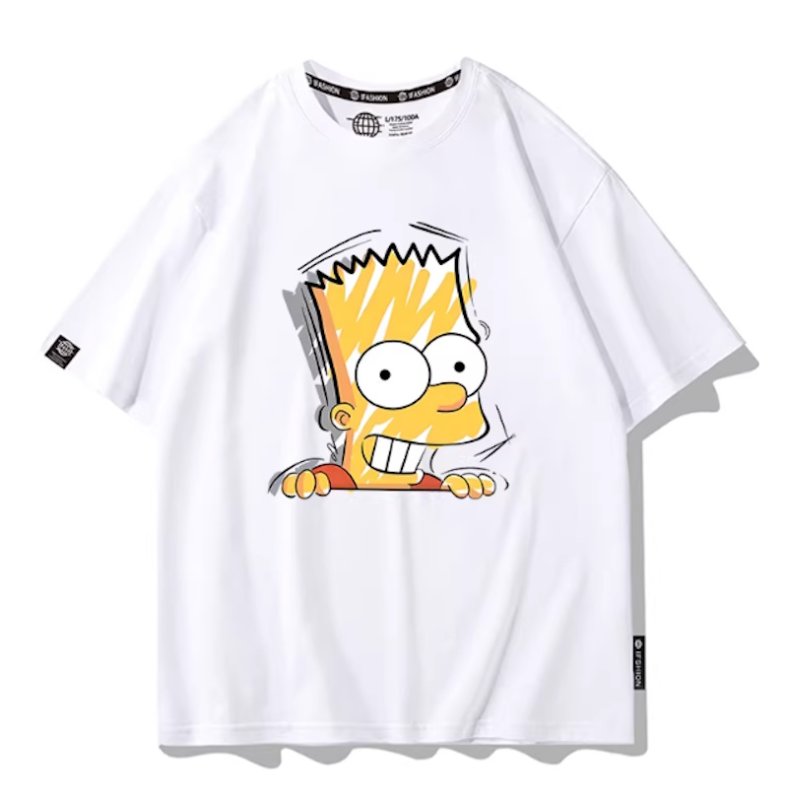 画像1: Uniex Bart Simpson Face Print Short-Sleeve T-Shirt　 男女兼用 ユニセックスバートシンプソンフェイスプリント半袖Tシャツ (1)