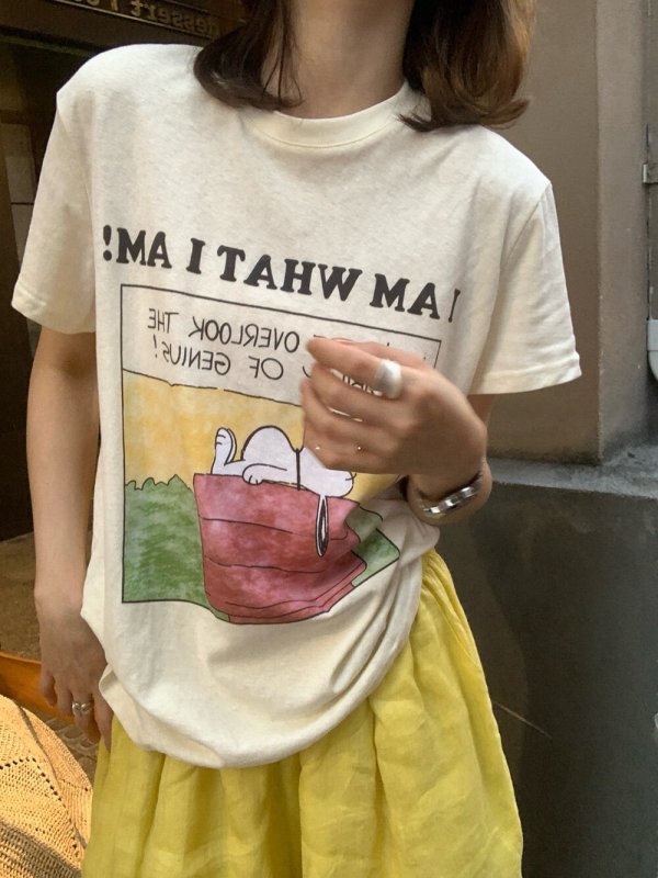 画像4: Let's not overlook the possibility of genius Napping Snoopy Print Tshirts ユニセックス男女兼用お昼寝スヌーピープリント Tシャツ (4)