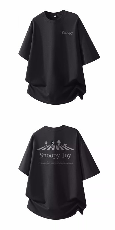 画像4: Uniex Snoopy Joy Abbey Road Print Short-Sleeve T-Shirt　 男女兼用 ユニセックススヌーピージョイフレンズアビーロードプリント半袖Tシャツ (4)