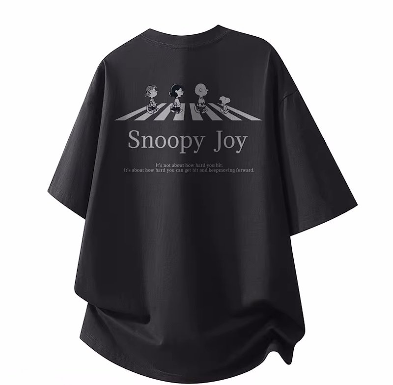 画像2: Uniex Snoopy Joy Abbey Road Print Short-Sleeve T-Shirt　 男女兼用 ユニセックススヌーピージョイフレンズアビーロードプリント半袖Tシャツ (2)