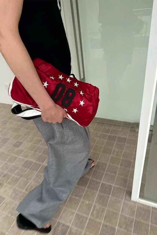 画像11: Star Multicolor Street Style Leather Trim Tote Shoulder Bag　ユニセックス男女兼用スター星＆ナンバリング08トリムトートショルダーバッグ (11)