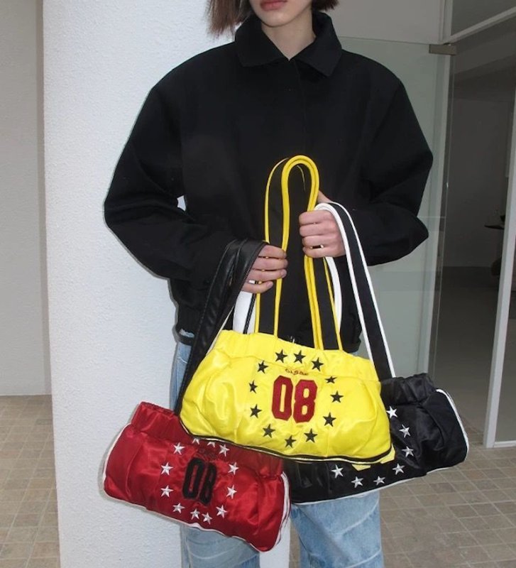 画像12: Star Multicolor Street Style Leather Trim Tote Shoulder Bag　ユニセックス男女兼用スター星＆ナンバリング08トリムトートショルダーバッグ (12)