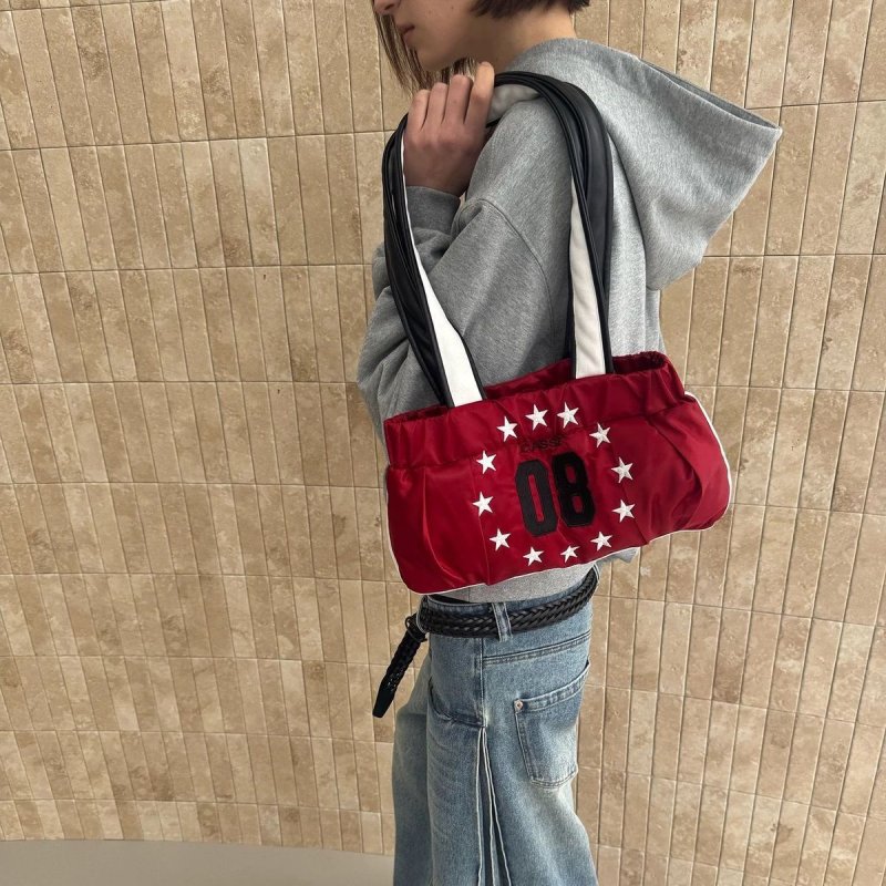 画像9: Star Multicolor Street Style Leather Trim Tote Shoulder Bag　ユニセックス男女兼用スター星＆ナンバリング08トリムトートショルダーバッグ (9)