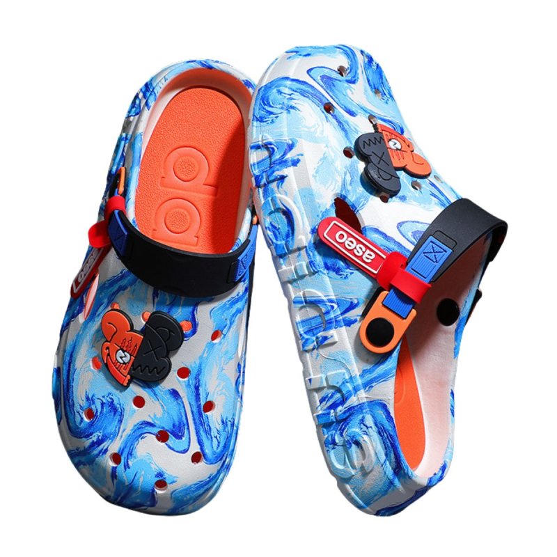 画像2:  Unisex Half & Half kaws Tie-Dye Clog Sandals   Sandals slippers   男女兼用  ハーフ&ハーフカウズタイダイ厚底クロッグサンダルシャワーサンダル ビーチサンダル シューズ (2)