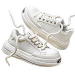 画像1: Metal platform leather lace-up sneakers Shoes　ユニセックス 男女兼用 メタル厚底レザーレースアップスニーカー  (1)