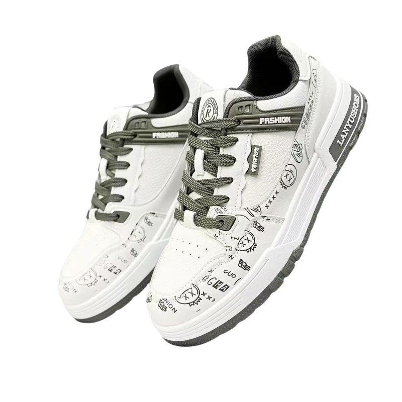 画像3: kaws Smile leather lace-up sneakers Shoes　ユニセックス 男女兼用 カウズスマイル厚底レザーレースアップスニーカー  (3)