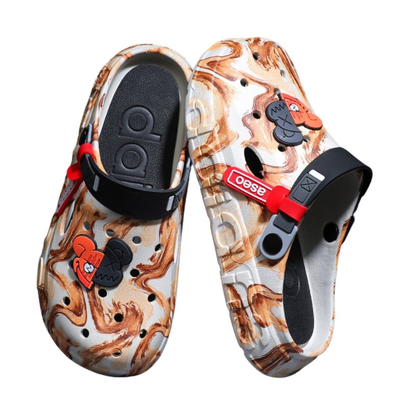 画像3:  Unisex Half & Half kaws Tie-Dye Clog Sandals   Sandals slippers   男女兼用  ハーフ&ハーフカウズタイダイ厚底クロッグサンダルシャワーサンダル ビーチサンダル シューズ (3)