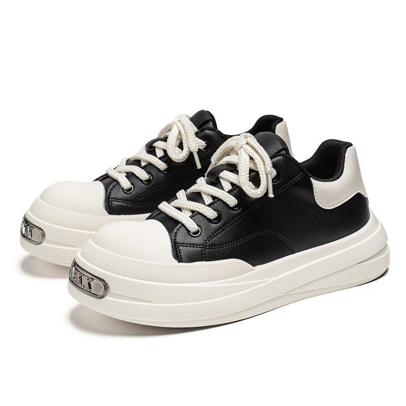 画像2: Metal platform leather lace-up sneakers Shoes　ユニセックス 男女兼用 メタル厚底レザーレースアップスニーカー  (2)