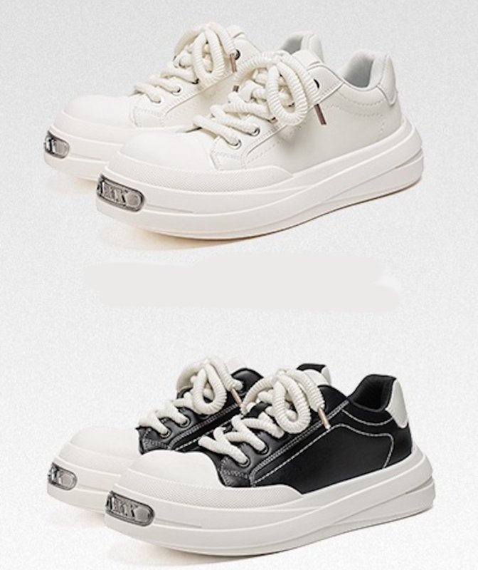 画像3: Metal platform leather lace-up sneakers Shoes　ユニセックス 男女兼用 メタル厚底レザーレースアップスニーカー  (3)