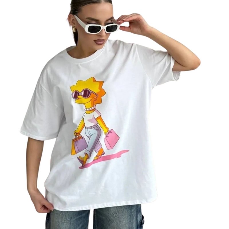 画像2: The Simpsons Lisa Simpson crew neck Print Tshirts ユニセックス男女兼用シンプソンズ リサシンプソンプリント Tシャツ (2)