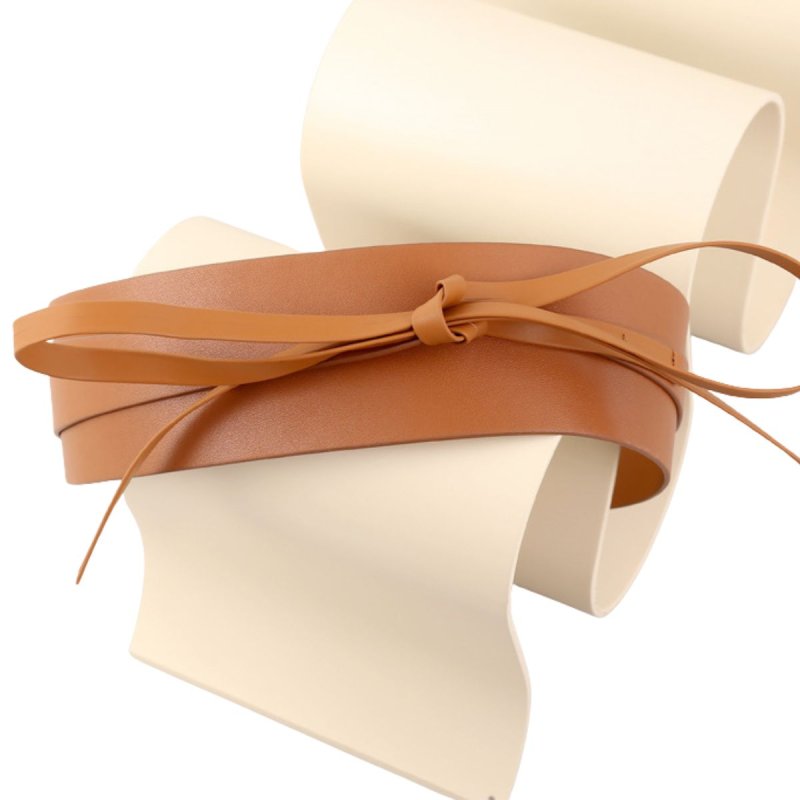 画像3: Women's Leather Wide decoration sash belt 本革レザー幅広 りぼん 結び サッシュベルト (3)