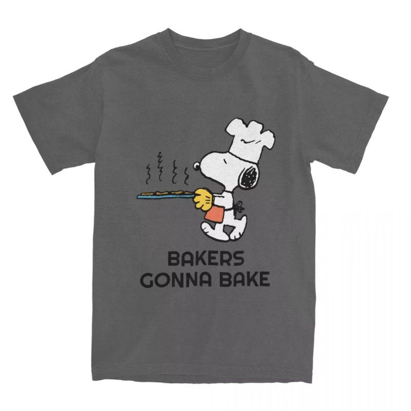 画像5: Baker Snoopy Print Short-sleeved T-shirt ユニセックス男女兼用 ベーカースヌーピー プリント 半袖Tシャツ (5)