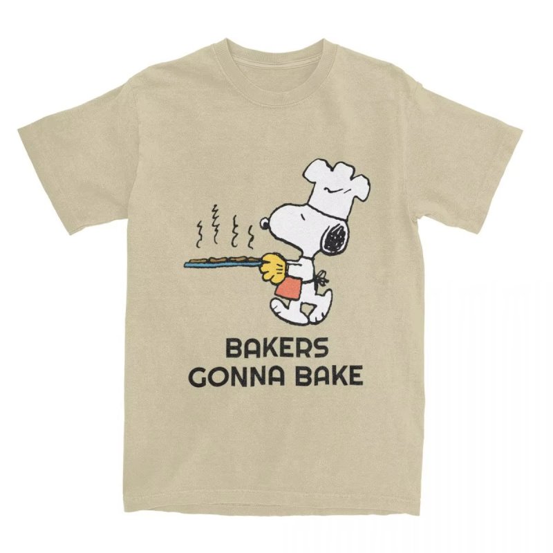 画像4: Baker Snoopy Print Short-sleeved T-shirt ユニセックス男女兼用 ベーカースヌーピー プリント 半袖Tシャツ (4)
