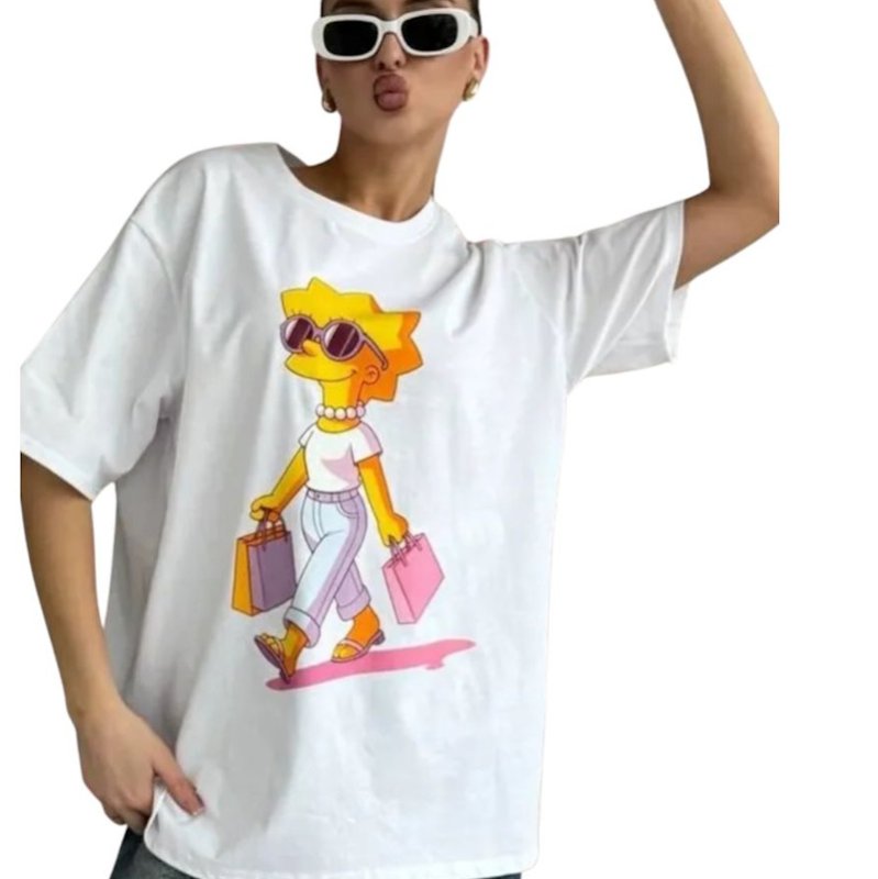 画像4: The Simpsons Lisa Simpson crew neck Print Tshirts ユニセックス男女兼用シンプソンズ リサシンプソンプリント Tシャツ (4)