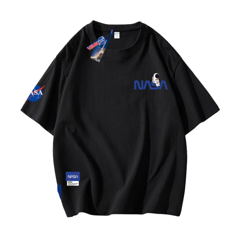画像1: NASA x Astronaut Seated sitting Print Short-sleeved T-shirt ユニセックス男女兼用 NASA ナサ × 着席 宇宙飛行士 プリント 半袖Tシャツ (1)