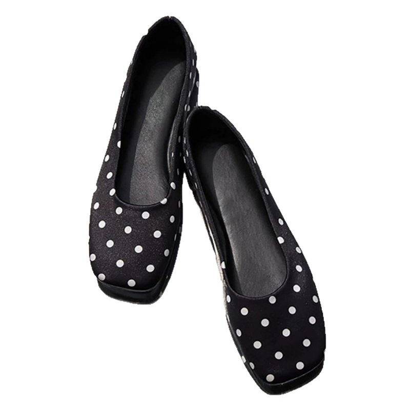 画像7: Women's Polka dot square toe Mary Jane flat ballet shoes pumps Shoes  水玉柄ドットフラット バレエシューズ パンプス　 (7)