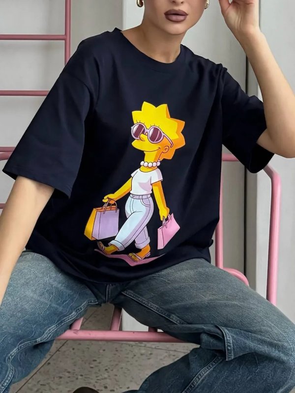 画像5: The Simpsons Lisa Simpson crew neck Print Tshirts ユニセックス男女兼用シンプソンズ リサシンプソンプリント Tシャツ (5)