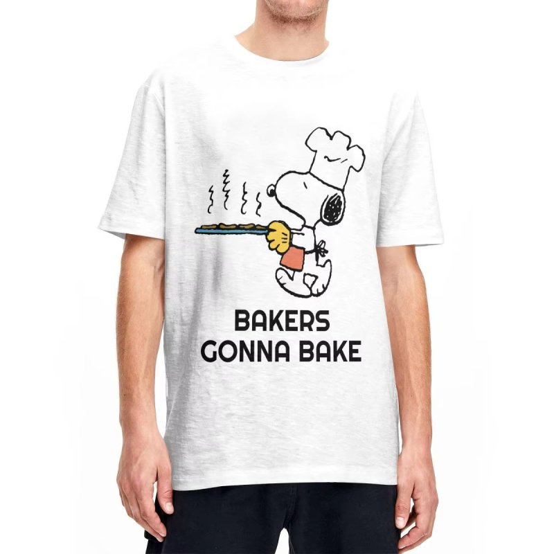 画像1: Baker Snoopy Print Short-sleeved T-shirt ユニセックス男女兼用 ベーカースヌーピー プリント 半袖Tシャツ (1)