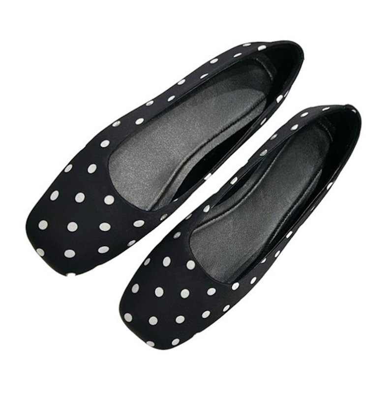 画像1: Women's Polka dot square toe Mary Jane flat ballet shoes pumps Shoes  水玉柄ドットフラット バレエシューズ パンプス　 (1)