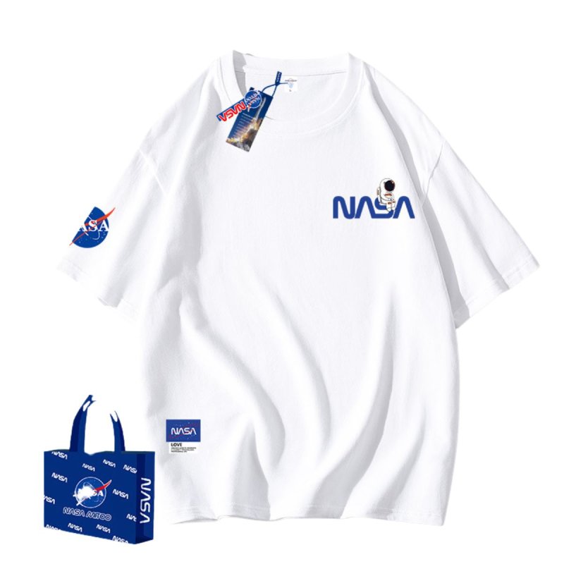 画像2: NASA x Astronaut Seated sitting Print Short-sleeved T-shirt ユニセックス男女兼用 NASA ナサ × 着席 宇宙飛行士 プリント 半袖Tシャツ (2)
